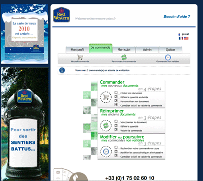 site de commande de papeterie, carte de voeux, de visite du groupe Best Western